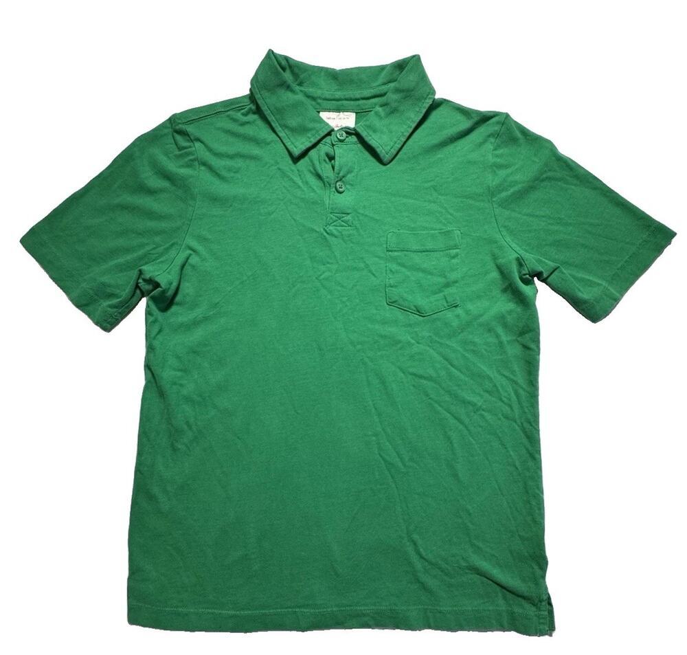 Hanna Andersson Boys Green Polo Shirt Size 14-16 100% Cotton Short Sleeve